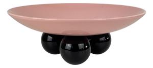 Vintage Centerpiece Bowl in Pink and Black Glazed Ceramic by Ettore Sottsass, 1980