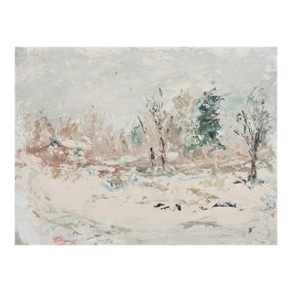Small Early 20th Century Impressionist Snowy Winter Landscape Painting For Sale