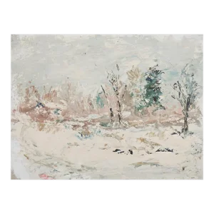 Small Early 20th Century Impressionist Snowy Winter Landscape Painting