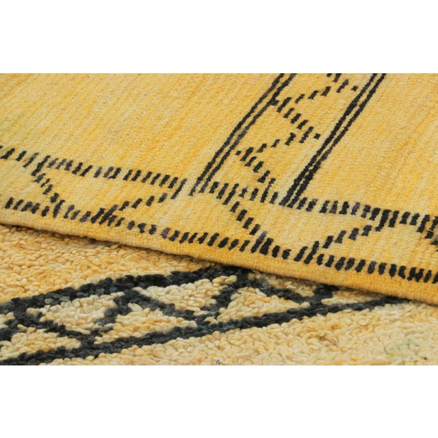 Textile Vintage Moroccan Rug, Gold & Black With Geometric Patterns - Rug & Kilim For Sale - Image 7 of 7