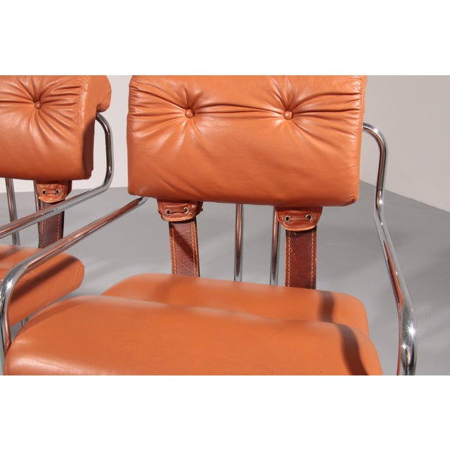 Mid-Century Modern Italian Tucroma Chairs by Guido Faleschini for i4 Mariani, 1970s, Set of 4 For Sale - Image 3 of 14