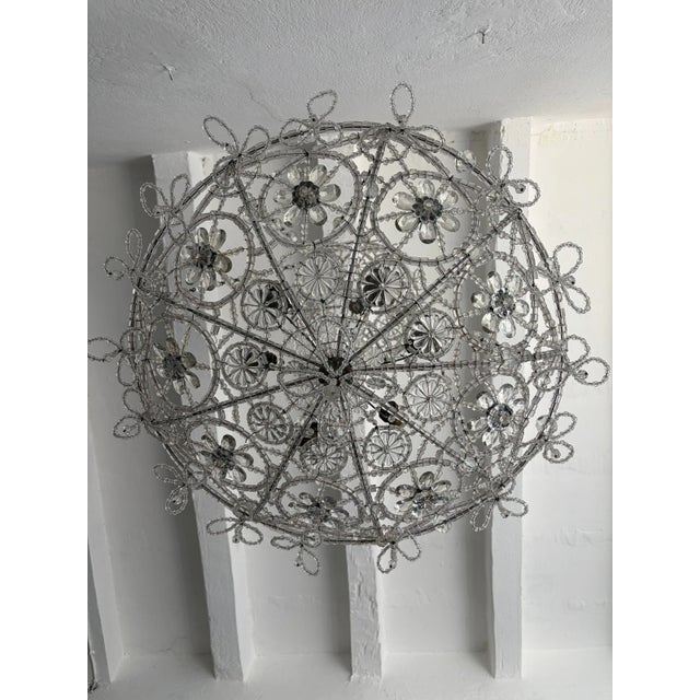 1920s Bows Maison Bagues Style Italian Beaded Crystal Chains Chandelier For Sale - Image 4 of 15