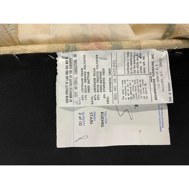 Vintage 80s/90s Designmaster Bow Tie Parsons Style Dining Chairs, a Set of Seven, Skirted, Custom Jacquard Upholstery For Sale - Image 12 of 12