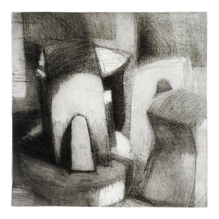 Abstract Block Shapes Etching by Marilyn Lanfear For Sale