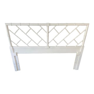 Vintage Henry Link Chinese Chippendale Faux Bamboo Queen Headboard For Sale