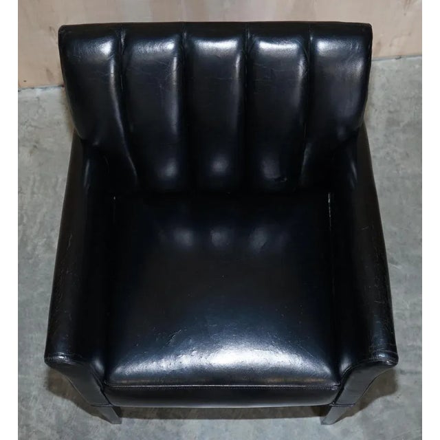 Set of Mid-Century Modern Style Fluted Back Leather Armchairs For Sale - Image 5 of 18