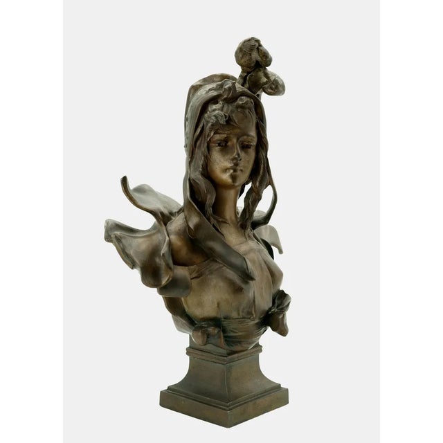 Bronze Bust of a Young Woman by Anton Nelson, 1890s For Sale - Image 9 of 13
