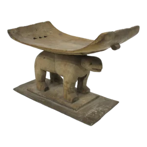 Mid Century African Ashanti Carved Wood Animal Stool