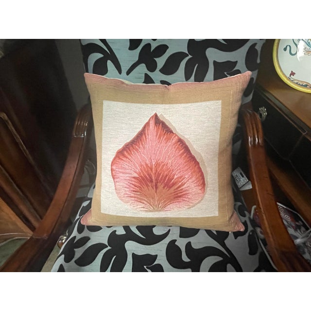 Tapestry Pillow From Belgium With Beige Cotton Velvet Backs and Zipper Cover, Non-Allergenic Polyester Fiber Inserts For Sale - Image 4 of 9