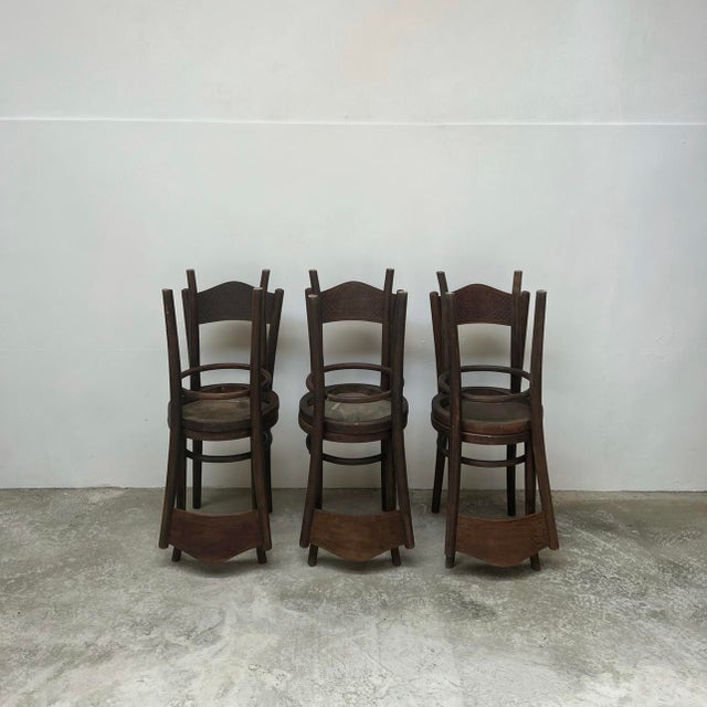 Antique Bentwood Bistro Chairs from Mundus, 1890s, Set of 6 For Sale - Image 3 of 11