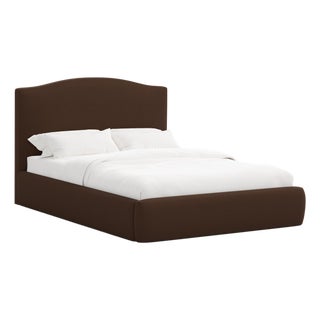 Camille Chocolate Linen Blend Platform Bed, California King For Sale