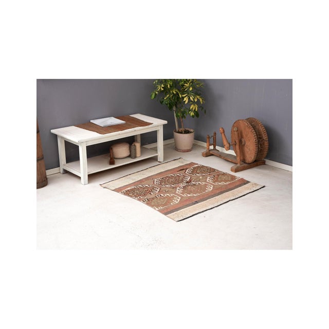 Decorative Vintage Kilim Rug - 3`11″ X 4`2″ For Sale In Los Angeles - Image 6 of 6