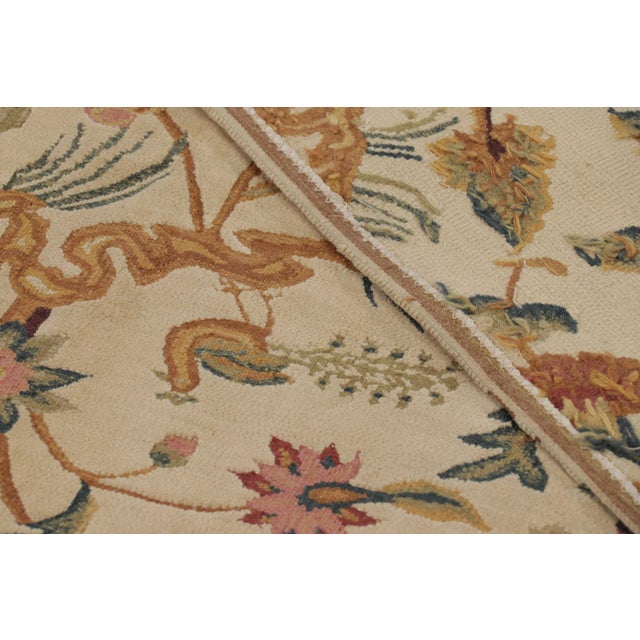 Beige Rug & Kilim’s Tudor Style Rug in White With Beige-Brown Floral Patterns For Sale - Image 8 of 8