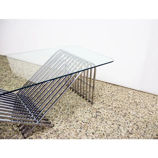 Silver Coffee Table in Chromed Metal and Crystal, 1970s For Sale - Image 8 of 10