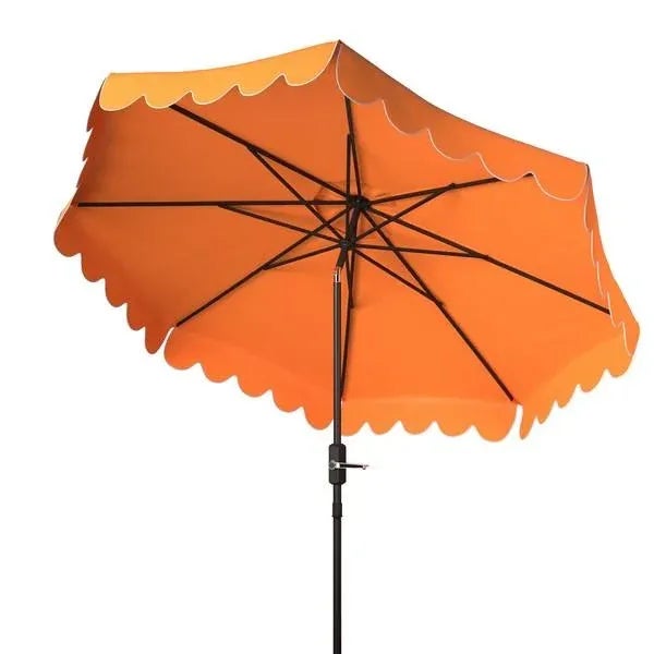 Contemporary Venice Single Scallop 9ft Crank Outdoor Push Button Tilt Umbrella - Orange For Sale - Image 3 of 5