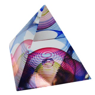 Op Art Geometric Abstract Blown Glass Art Sculpture Paperweight For Sale