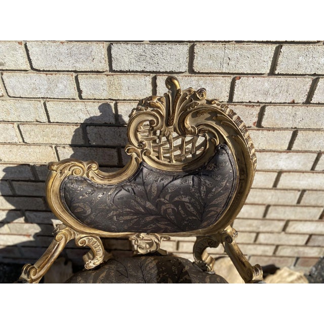 Contemporary Antique Style Baroque Gray Armchair of Louis XV Style With Gray "Gobelins" Patterns Fabric and Gilded Wood. Super for Your Classic Rooms. For Sale - Image 4 of 6