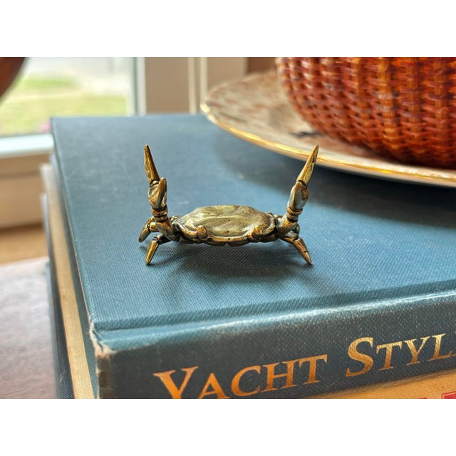 Metal Small Brass Helpful Crab Pencil Holder For Sale - Image 7 of 10