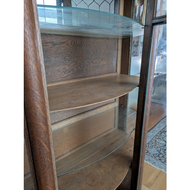 Late 20th Century Antique Curved Glass Oak Cabinet For Sale - Image 5 of 5