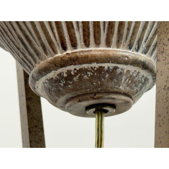 Rustic Patinated Metal Tripod Table Lamp For Sale - Image 10 of 12