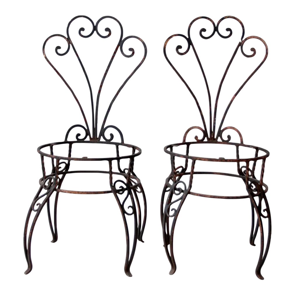 Vintage Metal Garden Chairs Pair | Chairish
