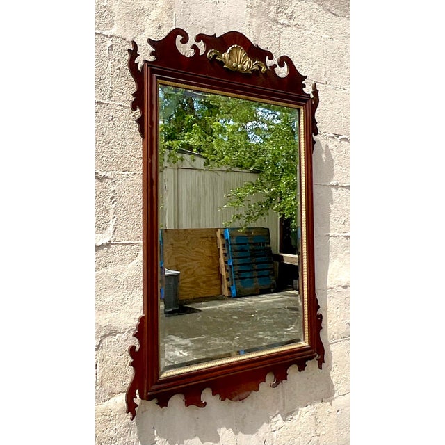 Mid 20th Century Vintage Regency Chippendale Gilt Clam Shell Mirror For Sale - Image 5 of 7