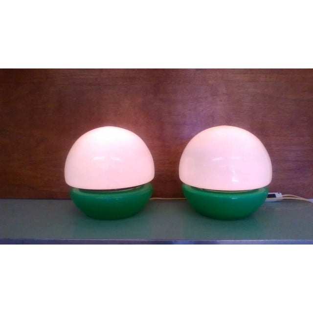 Set of two table lamps from Kamenicky Šenov. The items are made of glass. Good condition. Up to 250V (Europe/UK...