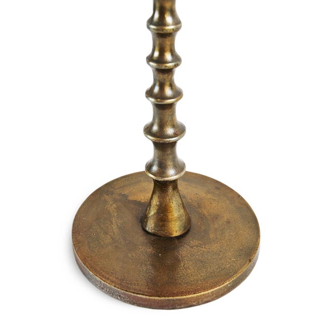 Retro Style Brass Finish Pedestal Side Table For Sale - Image 4 of 7