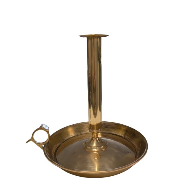 Mid-Century Modern Oversized Solid Brass Chamberstick – Denmark ​A monumental Mid-Century Modern solid brass candlestick,...