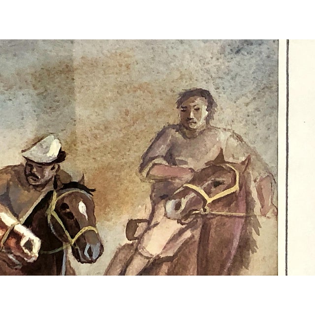 Late 20th-Century Central Asian Sport Watercolor by Asan Raimkulov For Sale - Image 4 of 7
