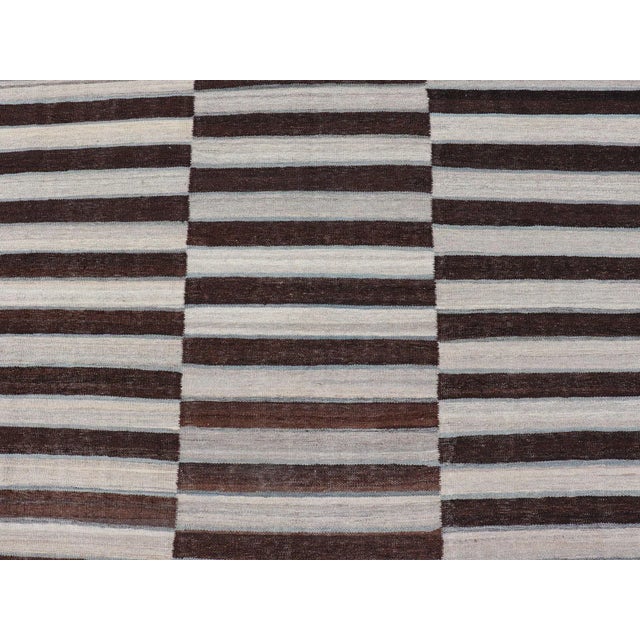 Modern Kilim Rug by Keivan Woven Arts, Wool, Striped Design 8'9 X 11'9 For Sale In Atlanta - Image 6 of 13