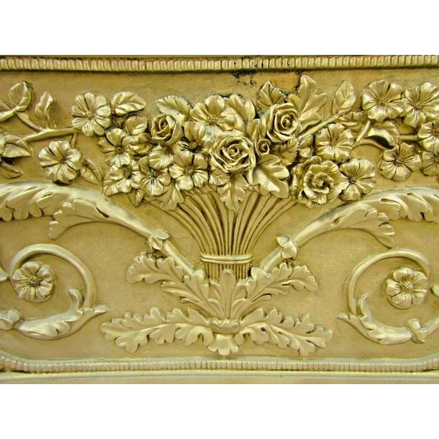 French 1990s Louis XVI Style Rose Basket Floral Raised Wall Plaque With Foliate Tendrils For Sale - Image 3 of 11