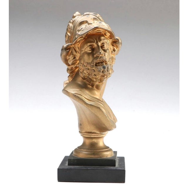 Fine antique c. 19th C. gilt bronze bust of Ajax the Great, Greek mythological hero, and character in Homer’s Iliad....
