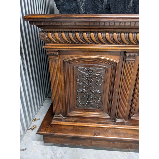 19th Century French Renaissance Vintage Carved Buffet With a Marble Top For Sale - Image 10 of 14