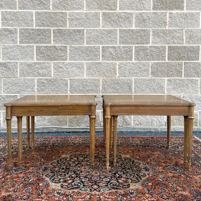 1960s Heritage Furniture French Louis XVI Golden Walnut Nesting Side Tables - Set of 4 For Sale - Image 11 of 17