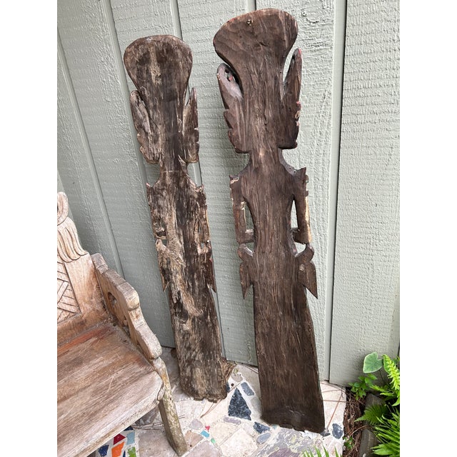 Pair - 52 Inch Gorgeous Antique Balinese Buddhist Deity Praying Hand ...