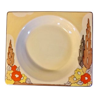 Art Deco Clarice Cliff Rectangular Plate Biarritz Bizarre Capri Pattern by Wilkinson Pottery 1930 For Sale