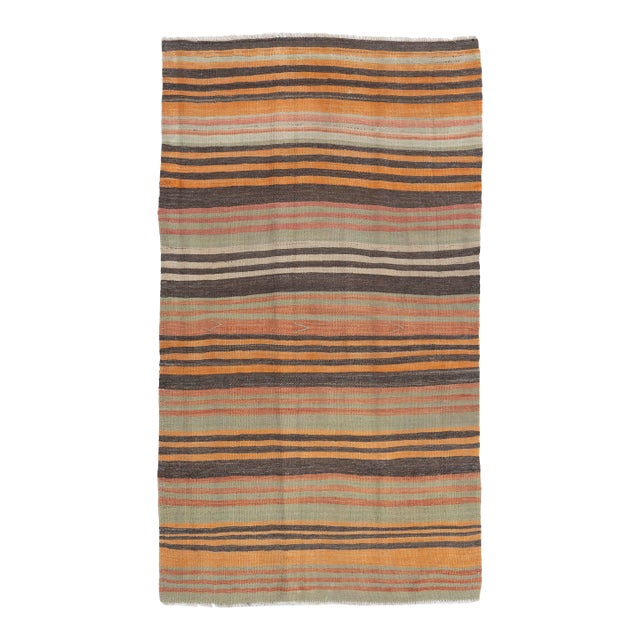 Vintage Circa 1940 Multicolor Turkish Flatweave Kilim Rug 3'2 X 5'7 For Sale