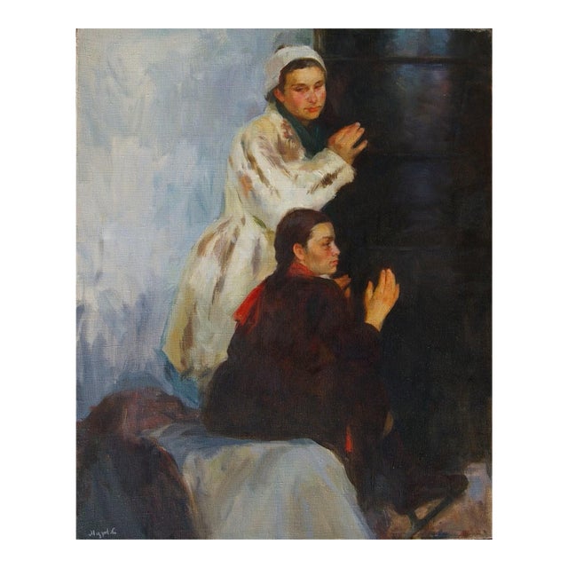 Original Oil Portrait Painting, Ukrainian Artist, 1970s Soviet Art 100-81 For Sale