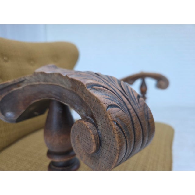 1960s Danish Armchair in Green Furniture Wool and Oak Wood, 1960s For Sale - Image 5 of 18