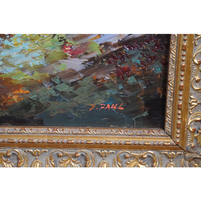 Late 20th Century P. Paul Mediterranean Impressionist Seascape Oil Painting Oceanside Villa 44" For Sale - Image 5 of 10