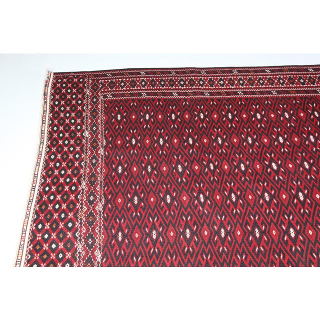 Large Vintage Yamut Flatweave Kilim - Natural Vegetable Dyes - 6′10″ × 13′8″ For Sale - Image 4 of 13
