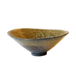 Vintage Modernist Stoneware Bowl with Abstract Motif, 1950s