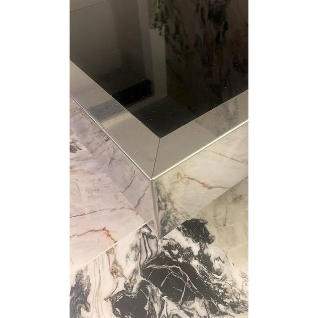 1970s Coffee Table with Hidden Dry Bar in Stainless Steel and Glass from Cidue, 1970s For Sale - Image 5 of 12