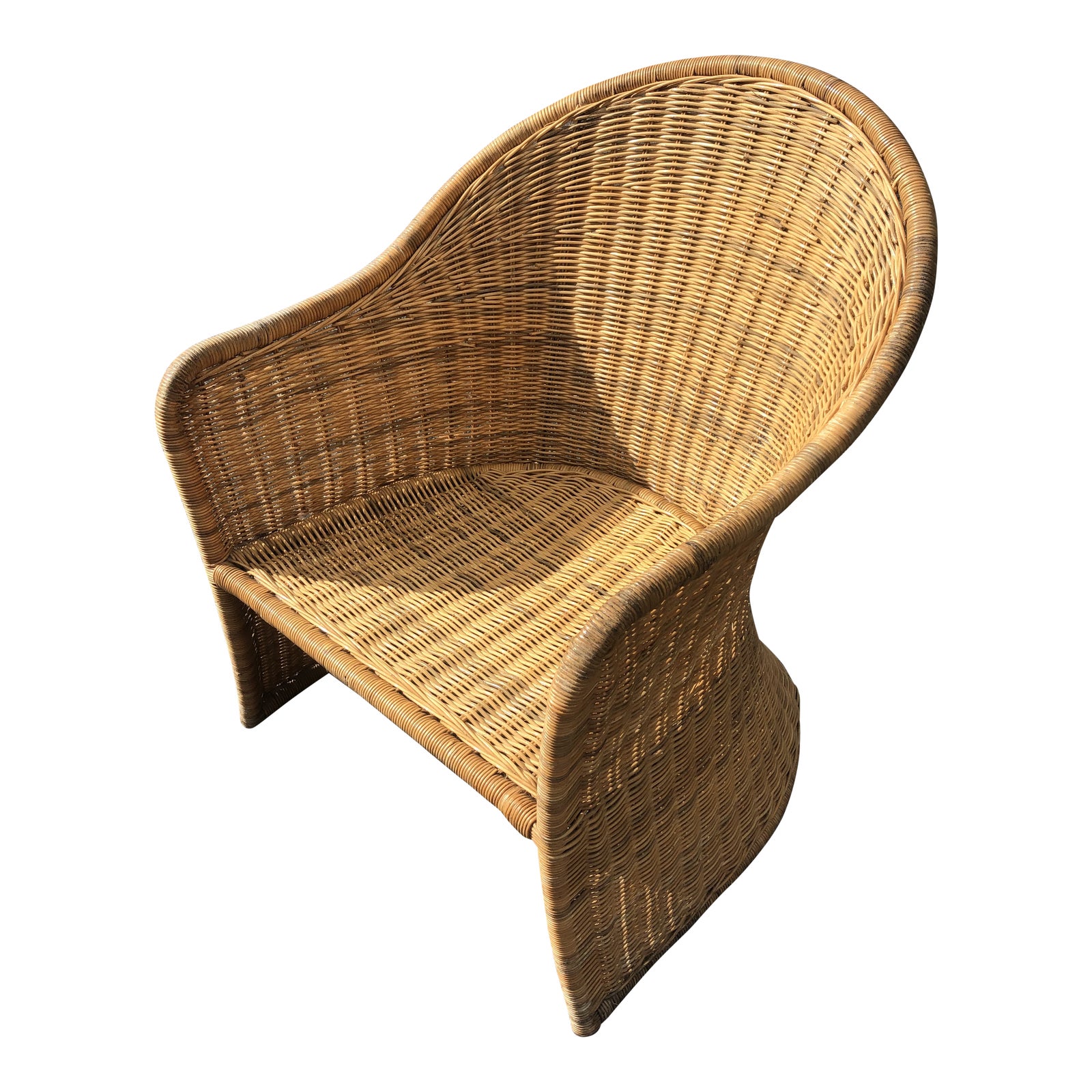 Vintage 80s High Back Rattan Chair Chairish