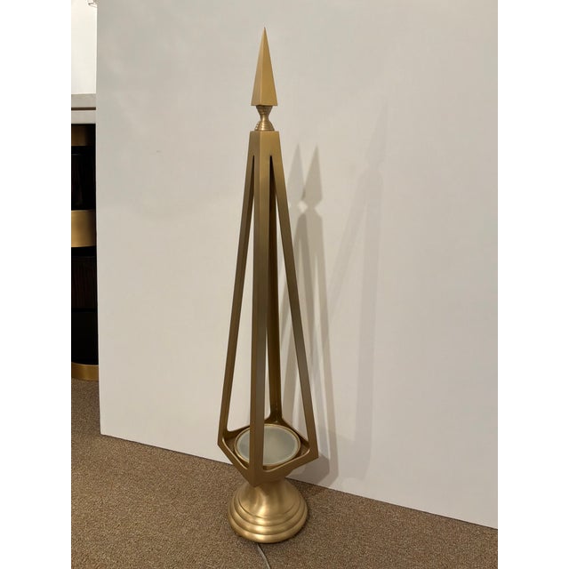 2020s Global Views Co Open Obelisk Brass Lamp For Sale - Image 5 of 7