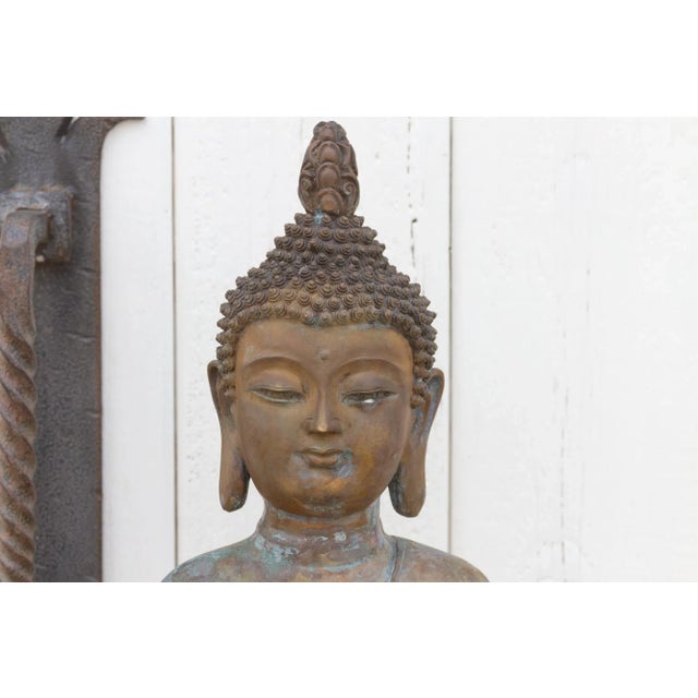 19th Century Antique Tall Southeast Asian Bronze Buddha For Sale - Image 5 of 12