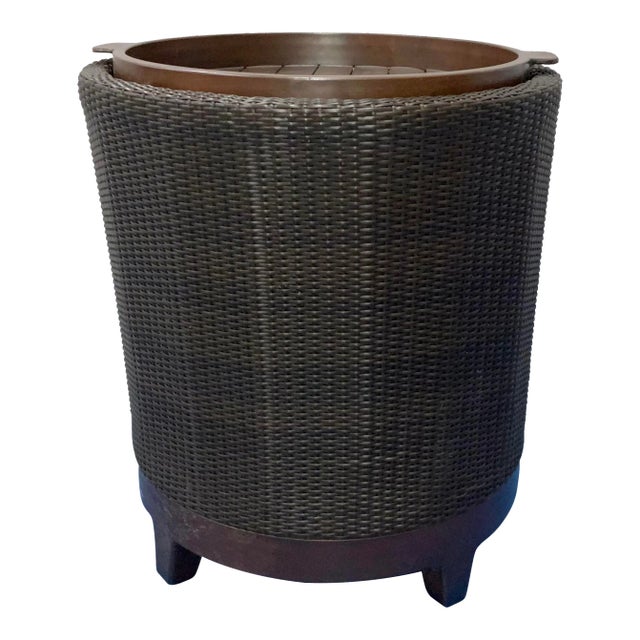 Modern Chocolate Brown Outdoor Tray Top Side Table For Sale