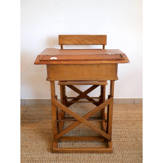 1960s Vintage French Wooden School Desk, 1950s For Sale - Image 5 of 14