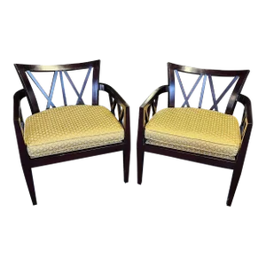 Barbara Barry for Baker Furniture Double X Club Chairs - a Pair